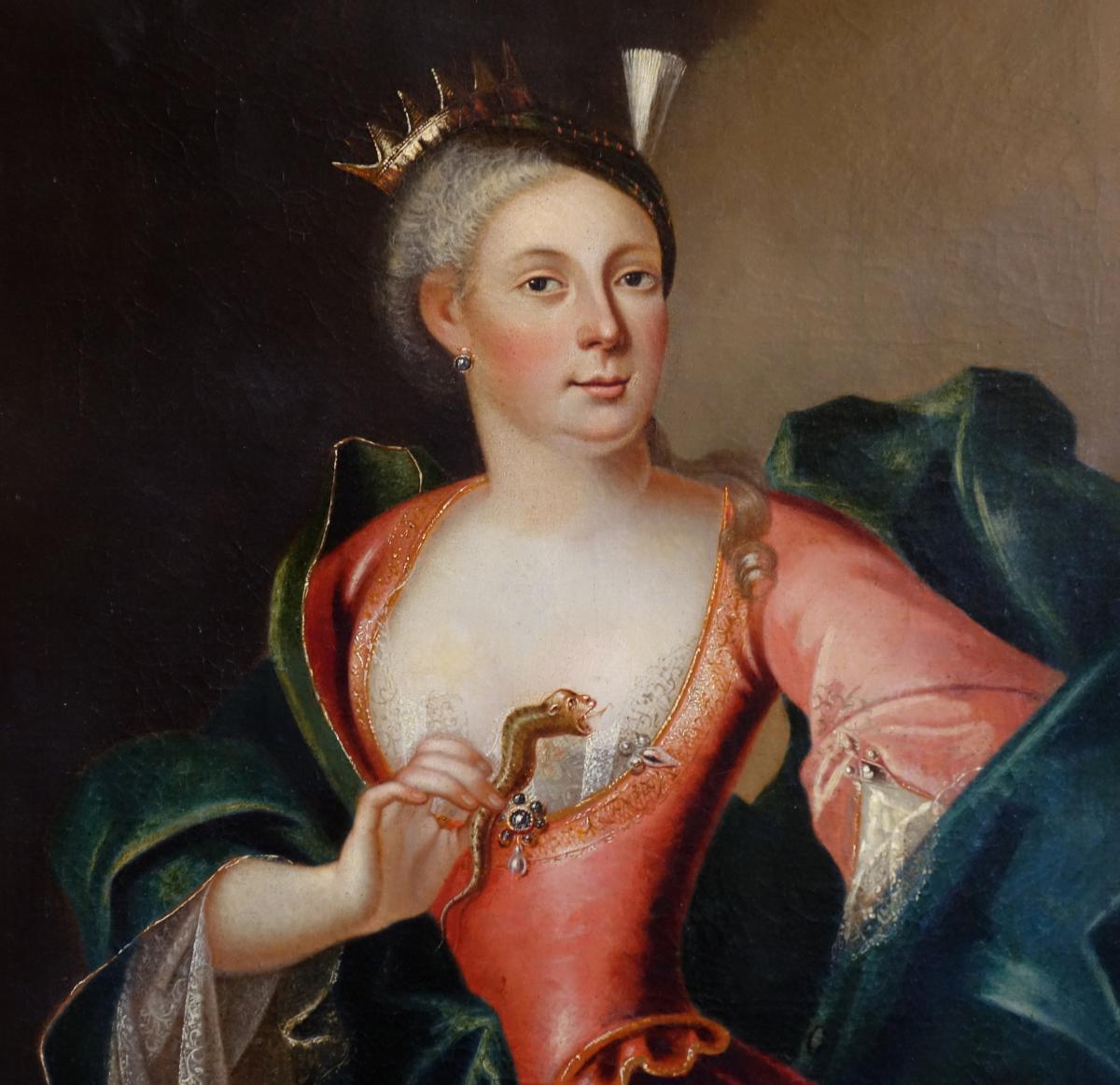 Portrait De Femme En Cléopâtre Epoque XVIIIème Siècle-photo-2