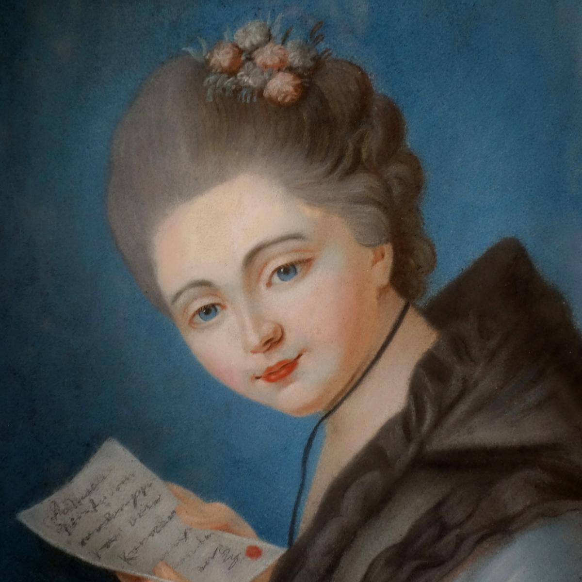 Pastel d'Une Jeune Femme Epoque Louis XVI