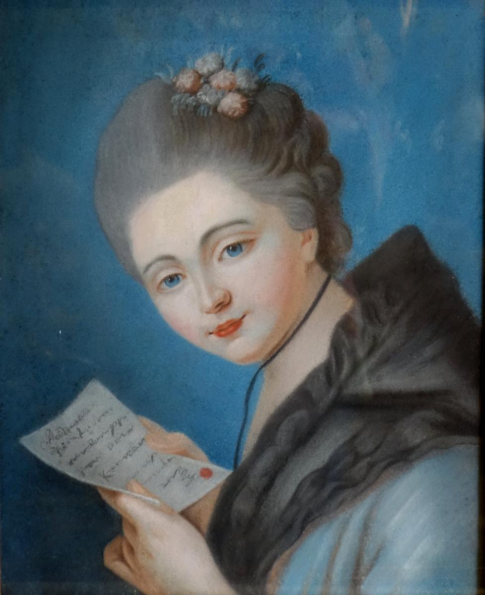 Pastel d'Une Jeune Femme Epoque Louis XVI-photo-3