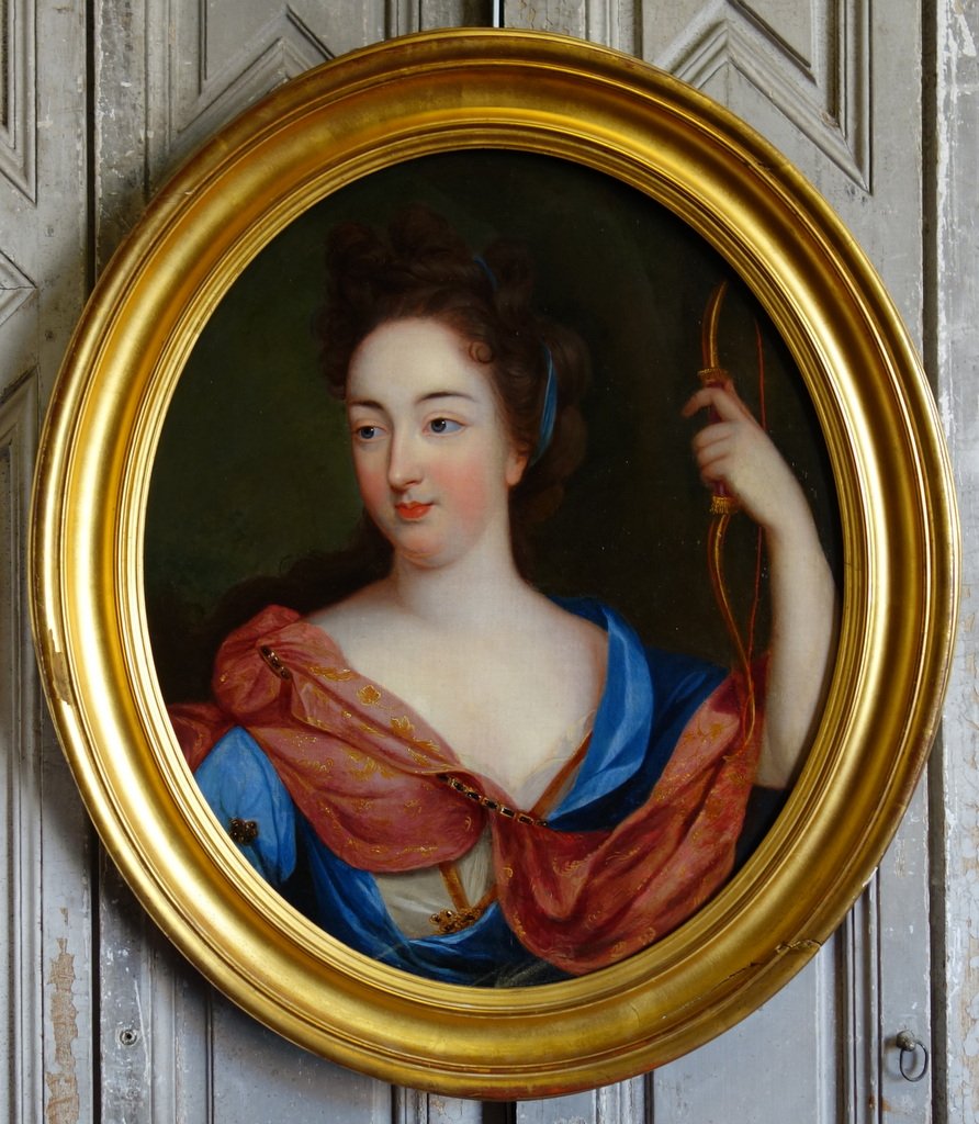 Portrait De Femme En Diane Epoque Louis XIV
