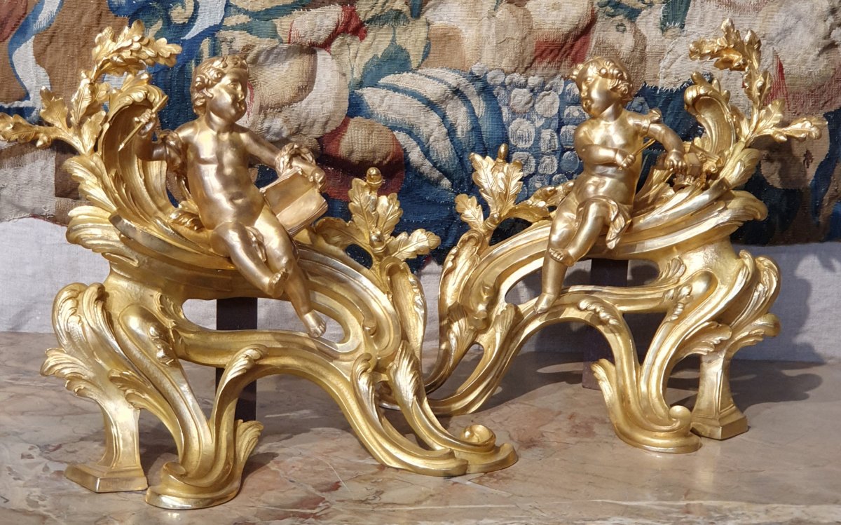 Pair Of Chenets Epoque Nineteenth Century