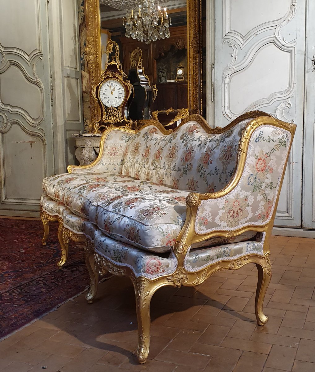 Louis XV Golden Wood Cheeks Sofa