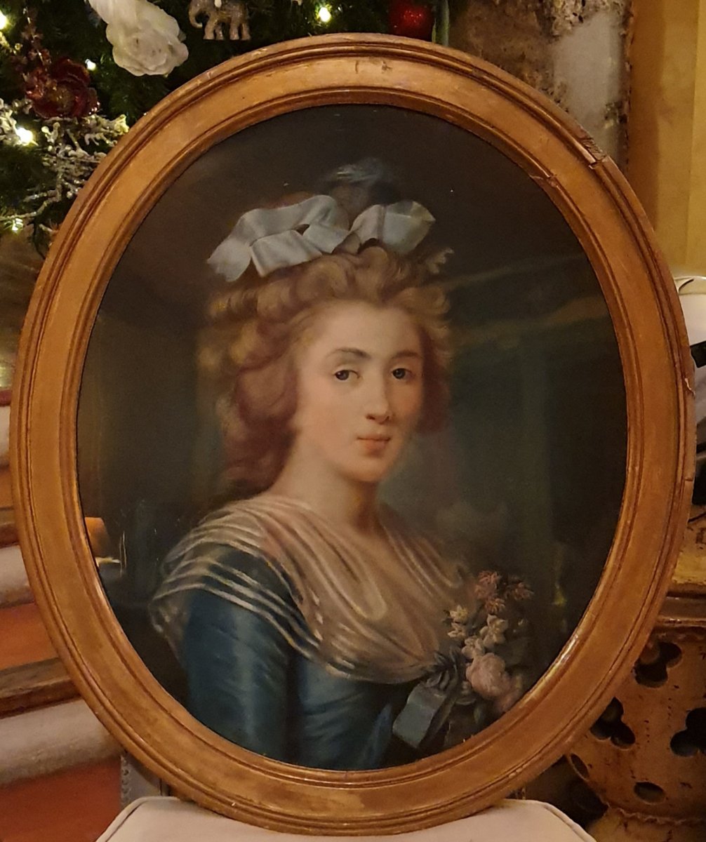 Pastel Of A Young Elegant Louis XVI Period-photo-2
