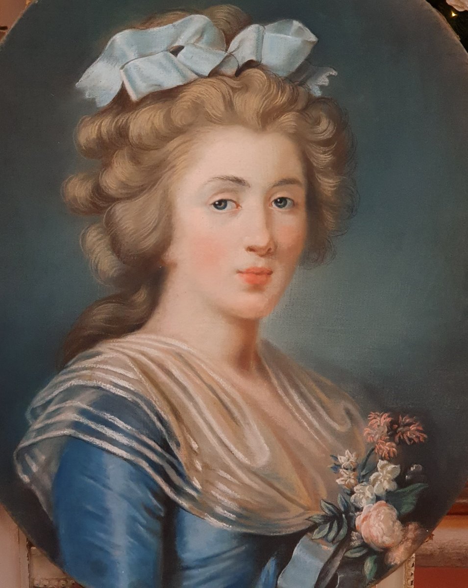 Pastel Of A Young Elegant Louis XVI Period-photo-3