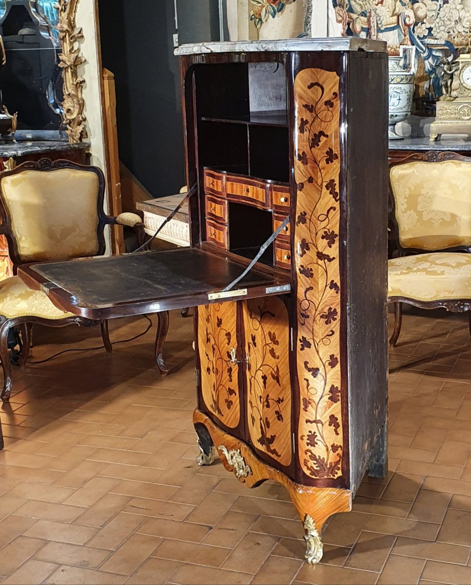 Rare Secrétaire d'Angle Epoque Louis XV-photo-2