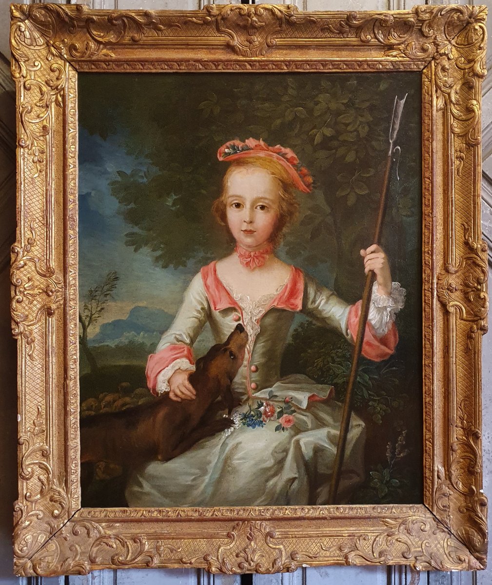 Portrait d'Une Jeune Bergère Epoque Louis XV