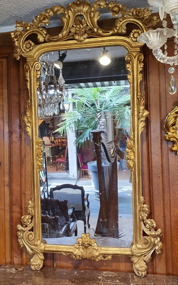 Miroir En Bois Doré Epoque XVIIIème Siècle-photo-2