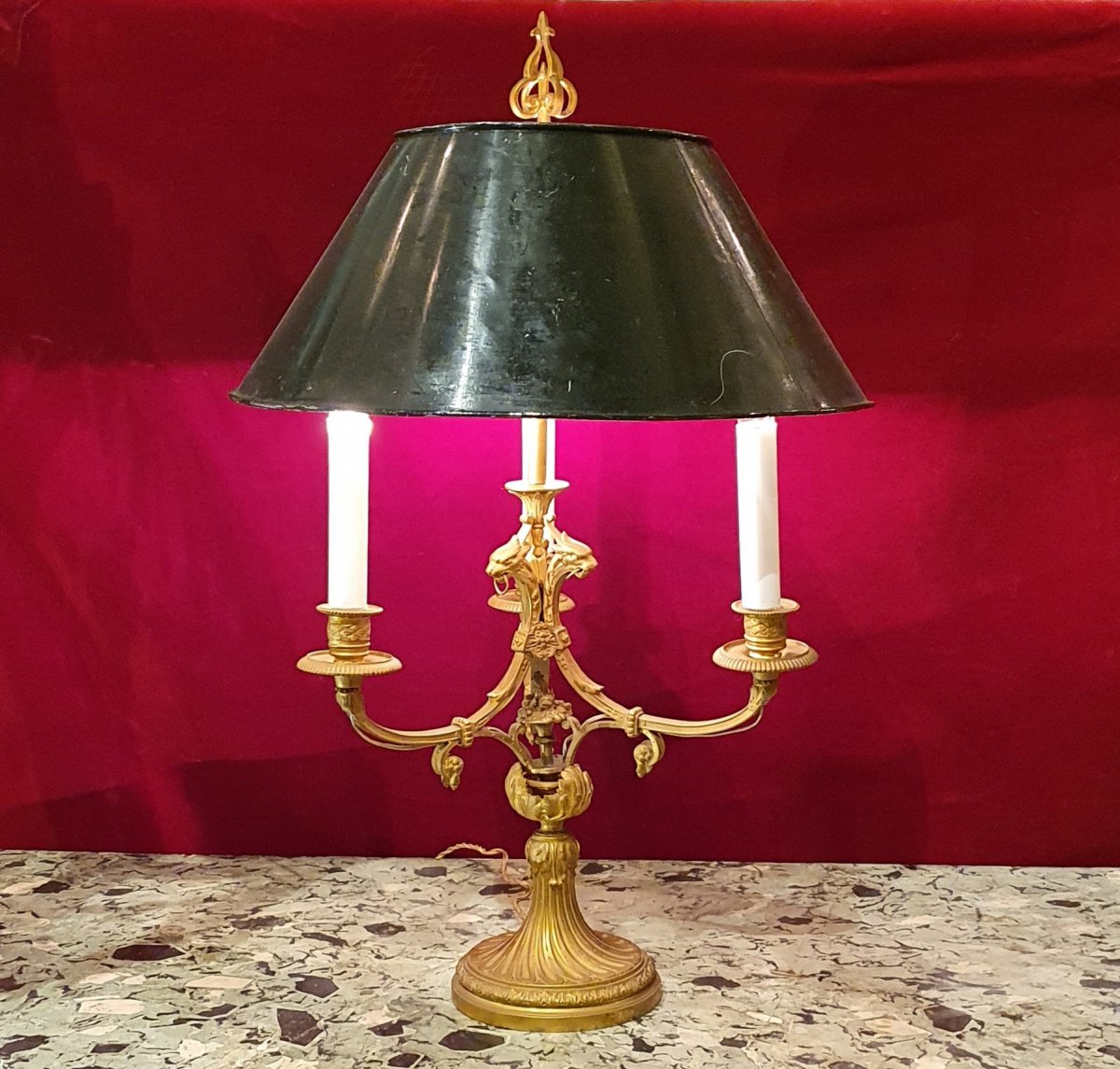 Lampe Bouillotte  En Bronze Doré De Style Directoire