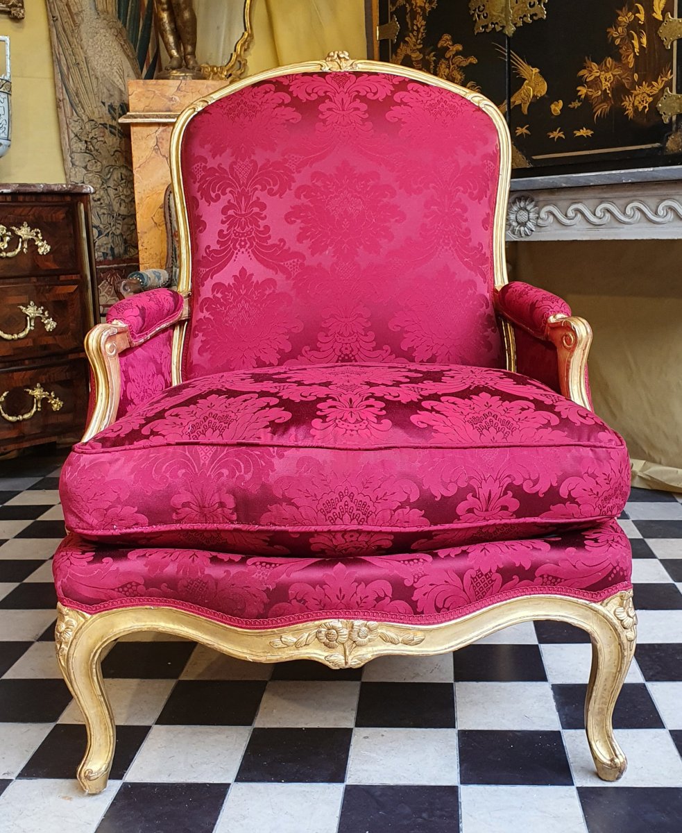 Large Bergère En Bois Doré Epoque Louis XV-photo-2