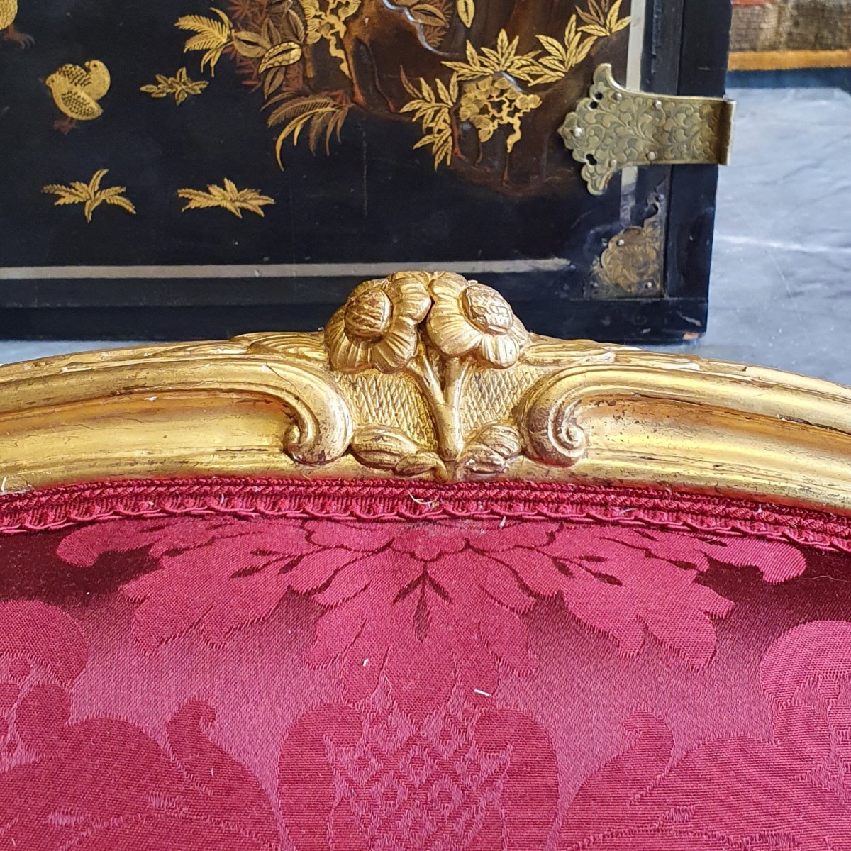 Large Bergère En Bois Doré Epoque Louis XV-photo-3