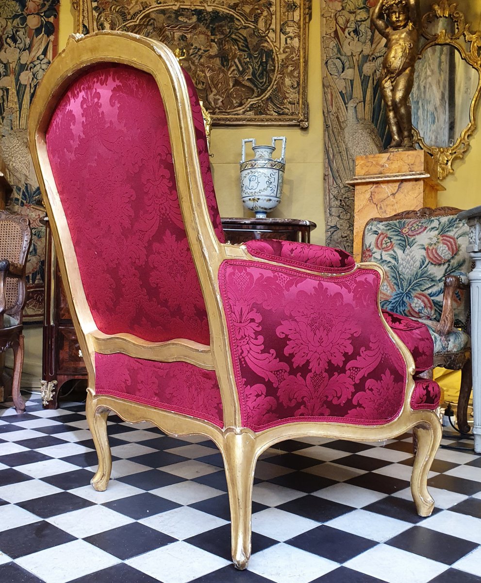 Large Bergère En Bois Doré Epoque Louis XV-photo-2