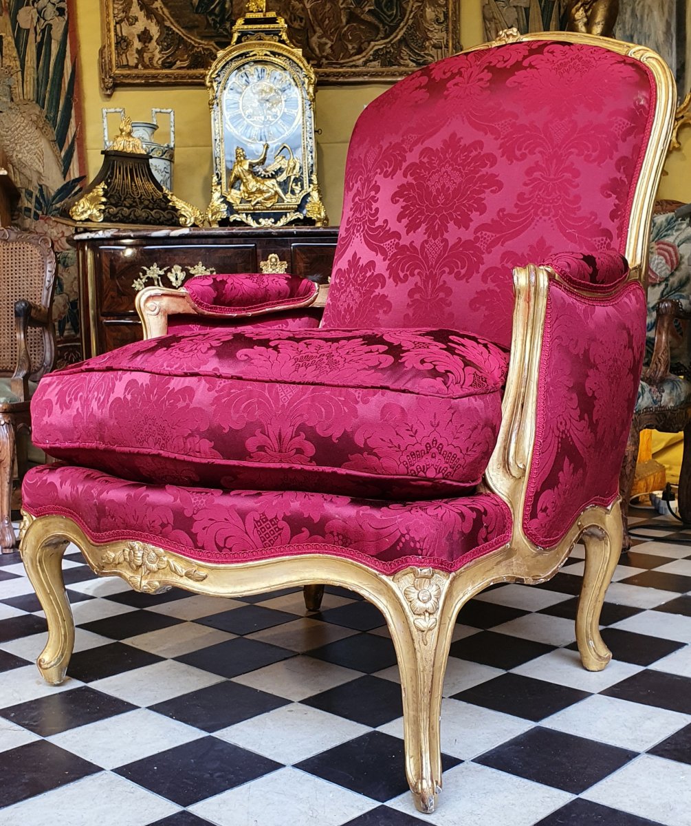 Large Bergère En Bois Doré Epoque Louis XV