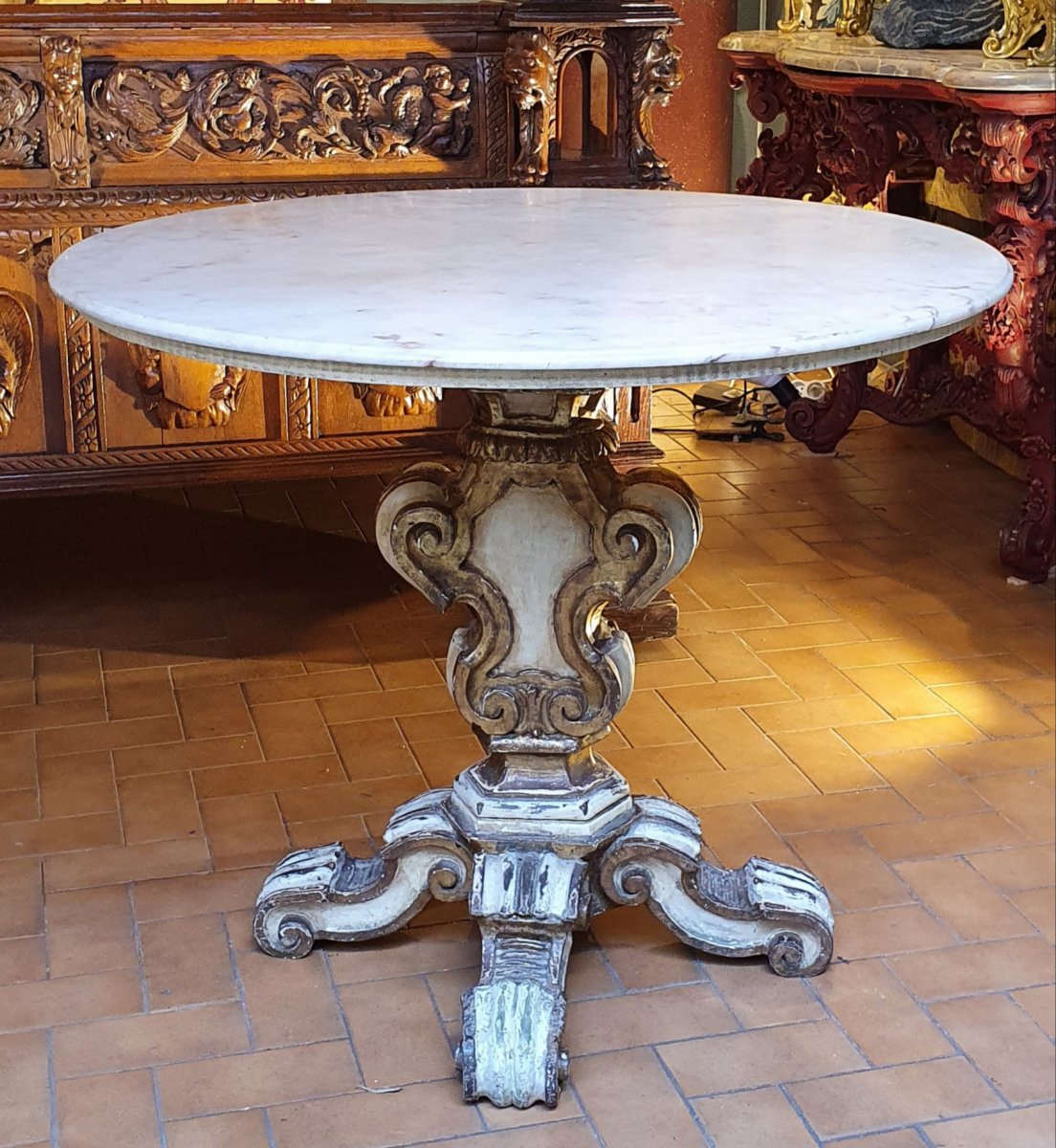 Louis XV Period Lacquered Wood Pedestal Table