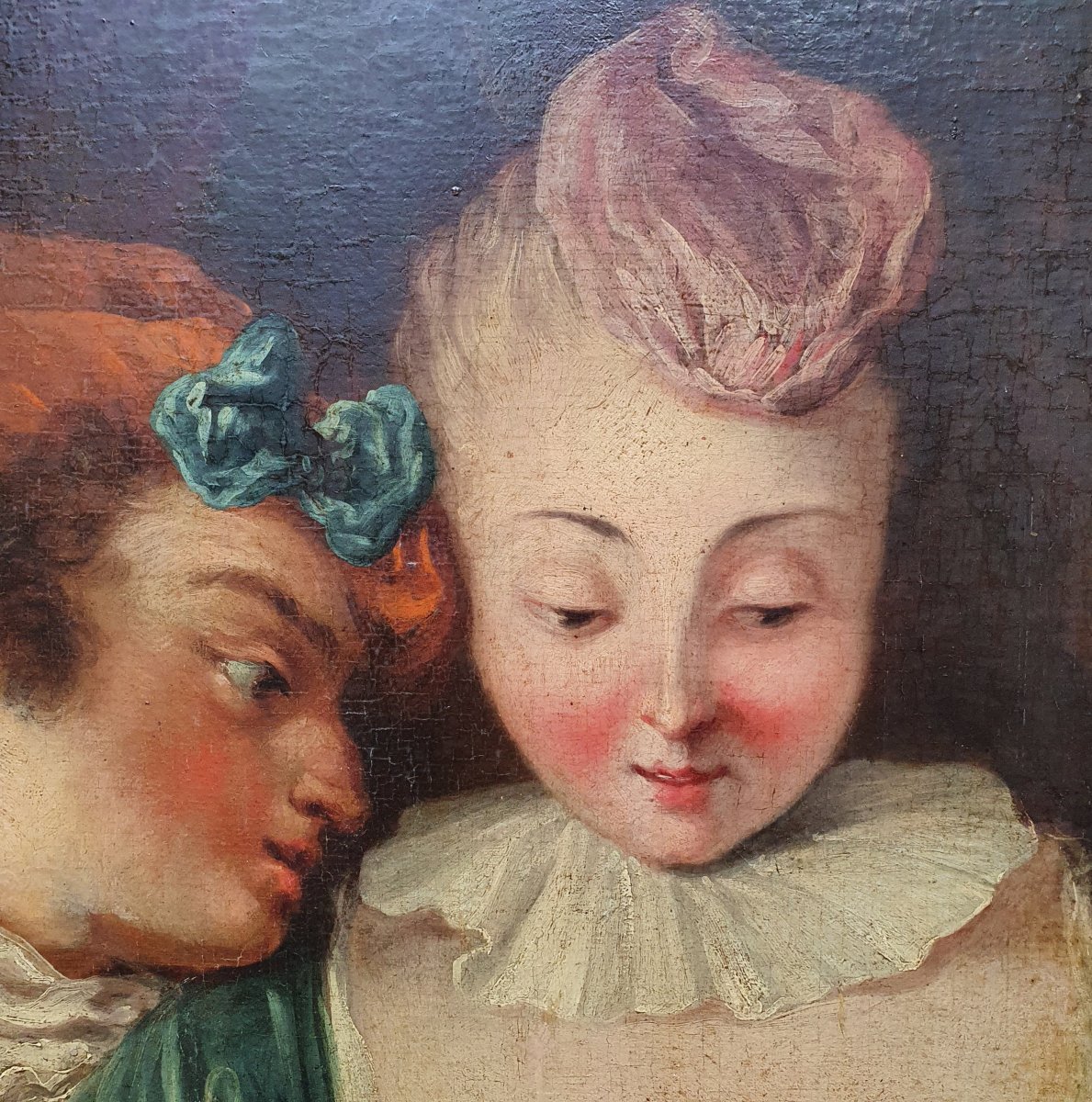 Important Tableau "La Leçon de Musique " Epoque Louis XVI-photo-2