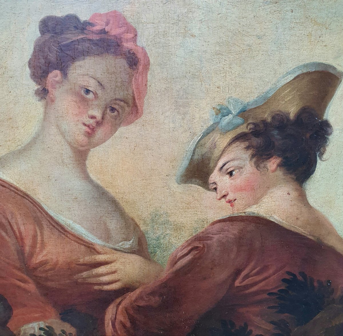 Important Tableau "La Leçon de Musique " Epoque Louis XVI-photo-3