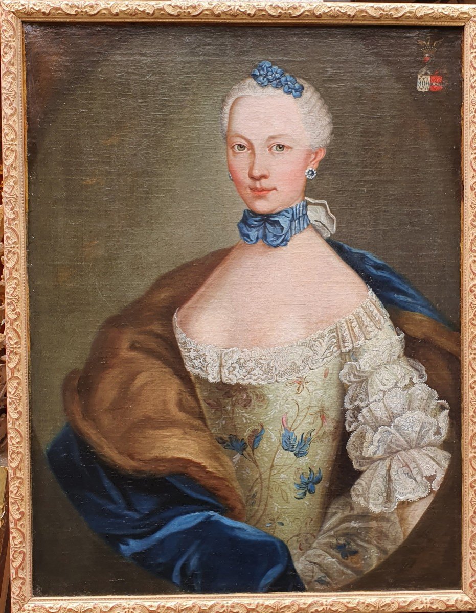 Portrait De  Marie Josephine Barbe Claire De La Mock Epoque Louis XV-photo-2