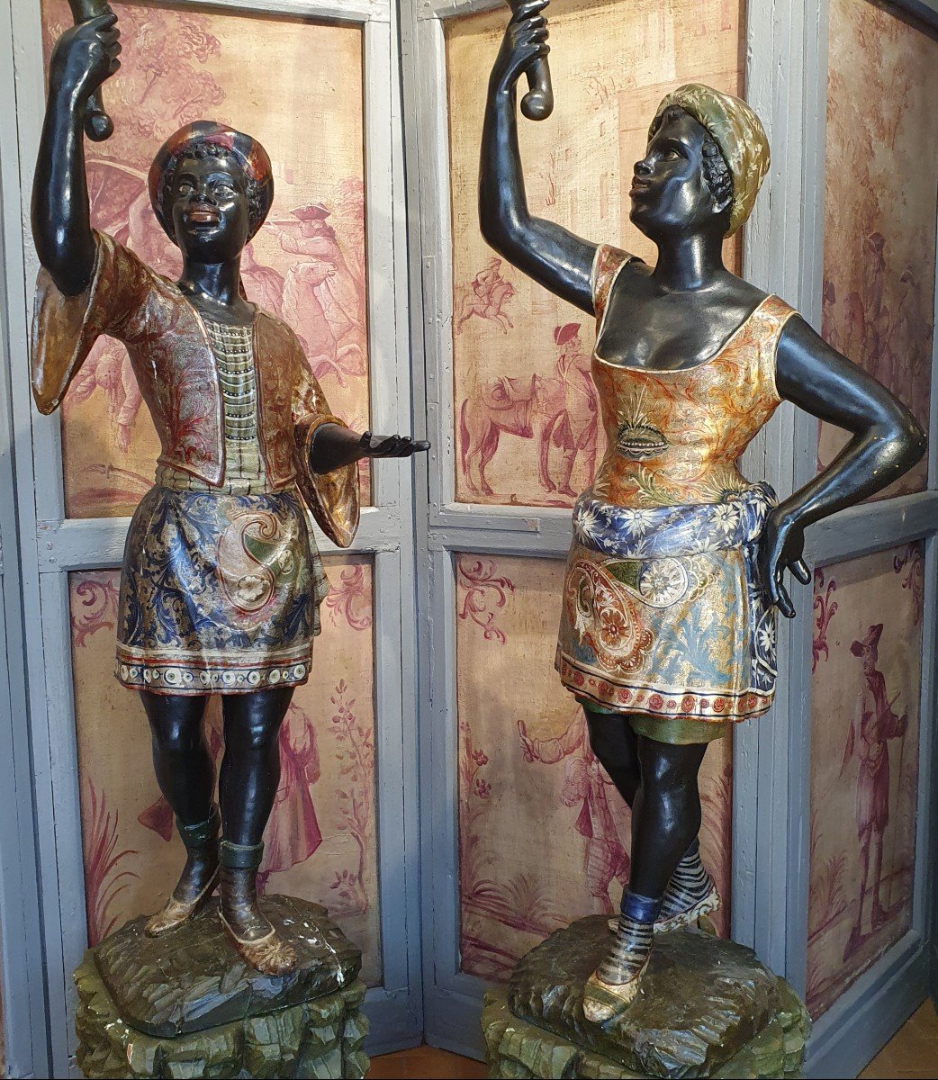 Deux Importantes Statues De Maures Du XIXème Siècle-photo-2