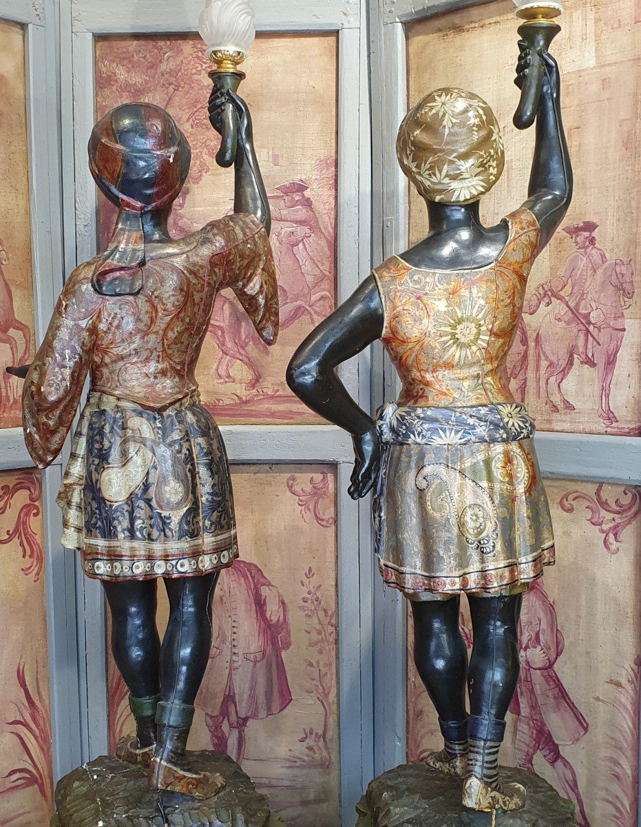 Deux Importantes Statues De Maures Du XIXème Siècle-photo-4