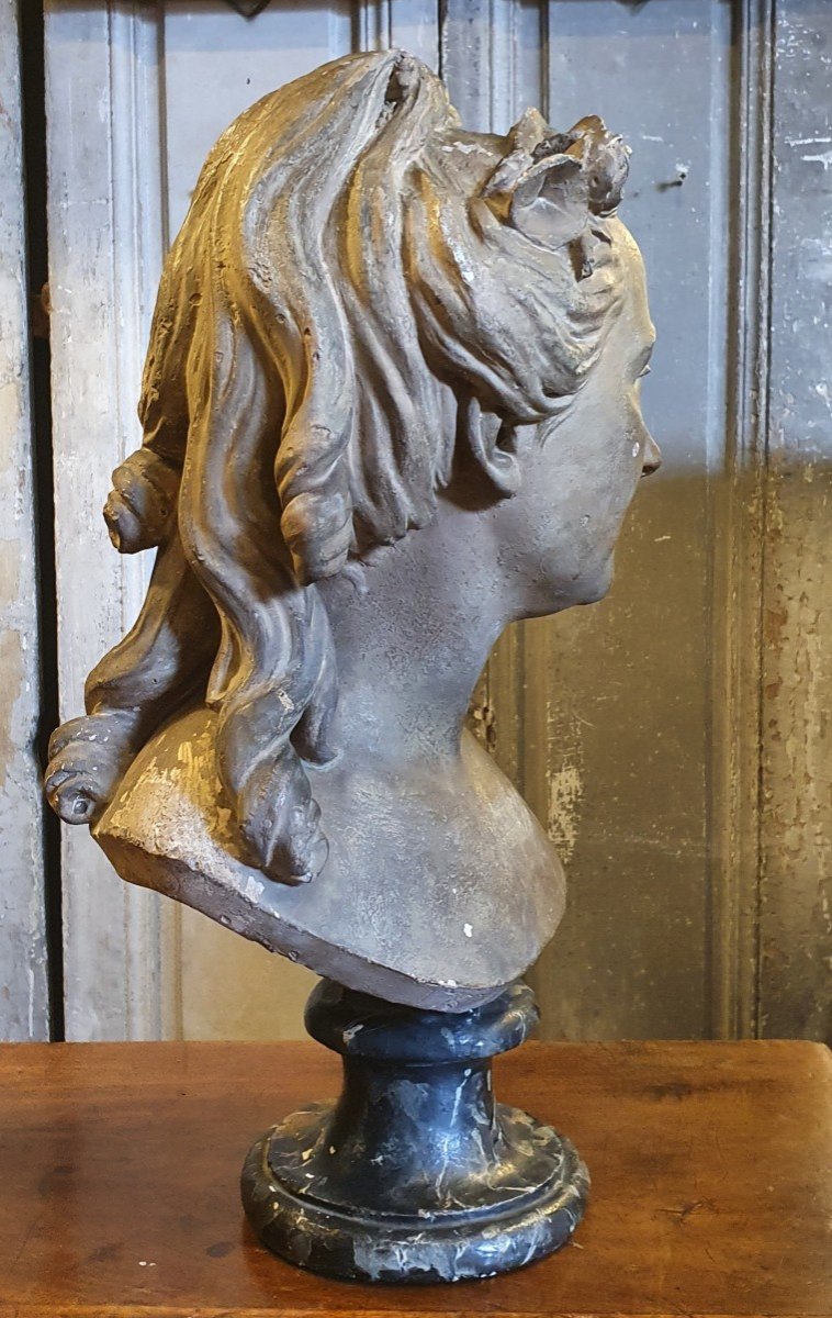 Buste De Femme En Plâtre Epoque Louis XVI-photo-3