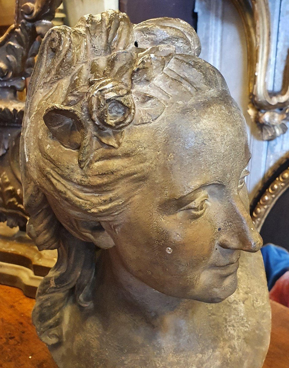 Buste De Femme En Plâtre Epoque Louis XVI-photo-4