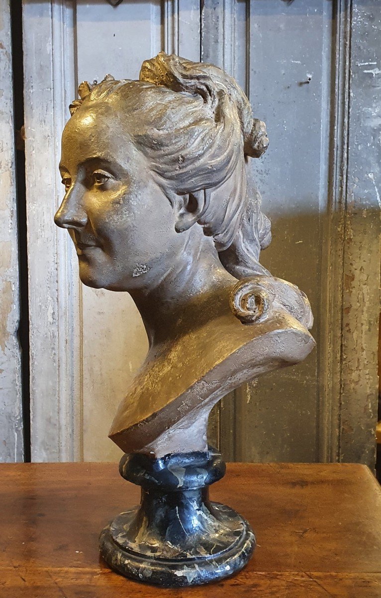 Buste De Femme En Plâtre Epoque Louis XVI-photo-2