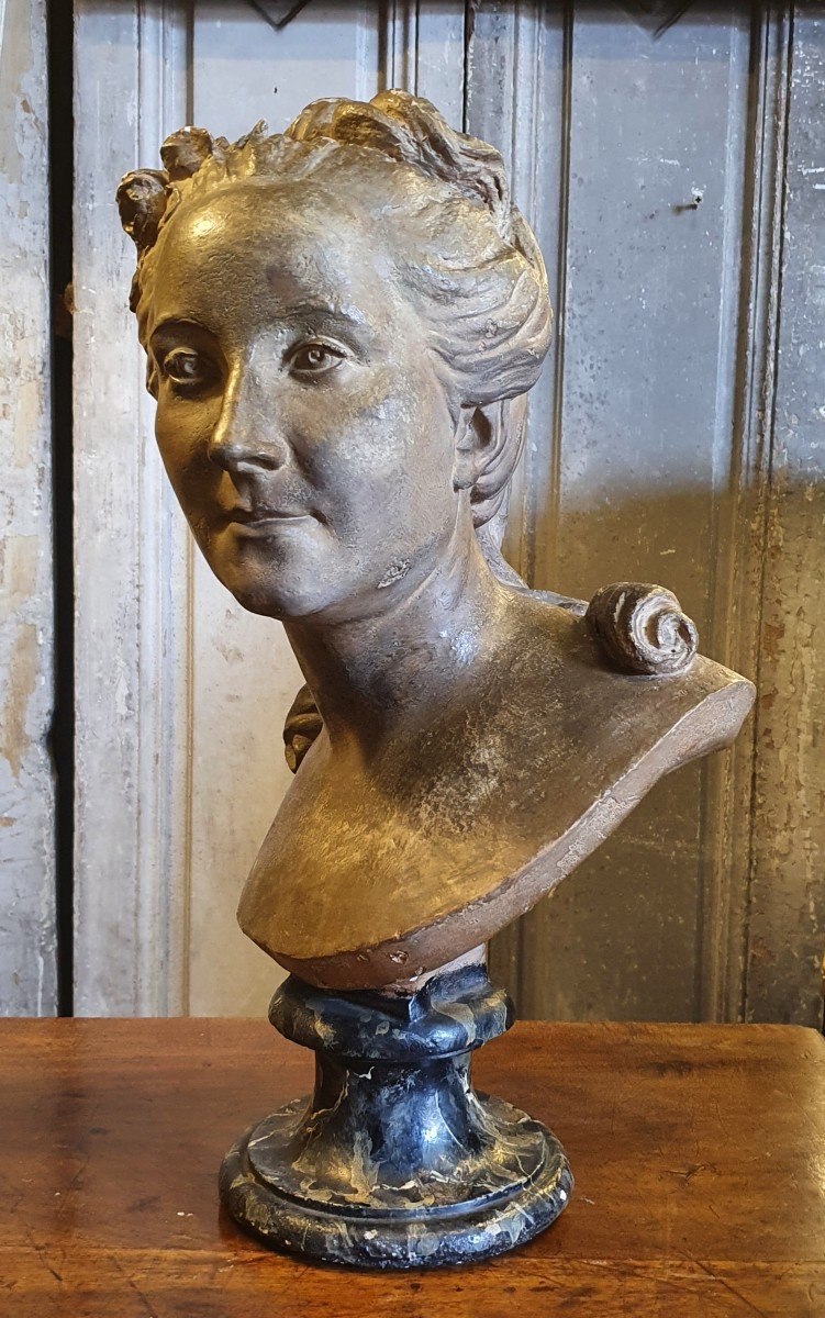 Buste De Femme En Plâtre Epoque Louis XVI-photo-3