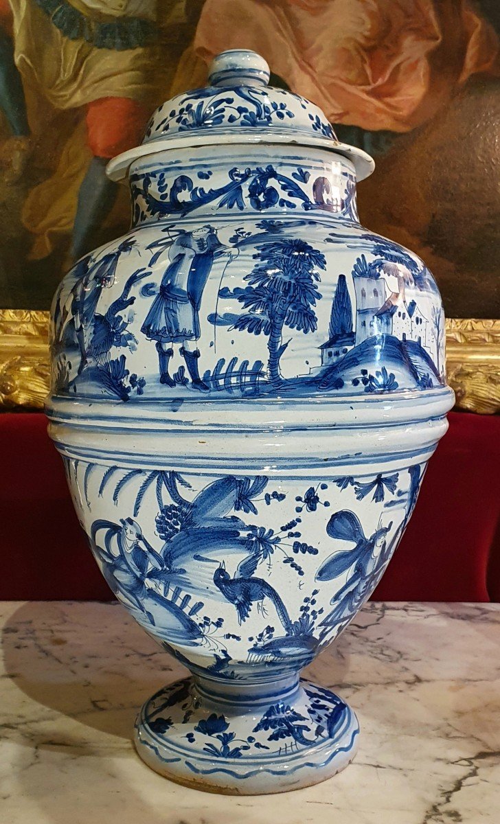 Covered Vase In Nevers Earthenware Regency Period-photo-2
