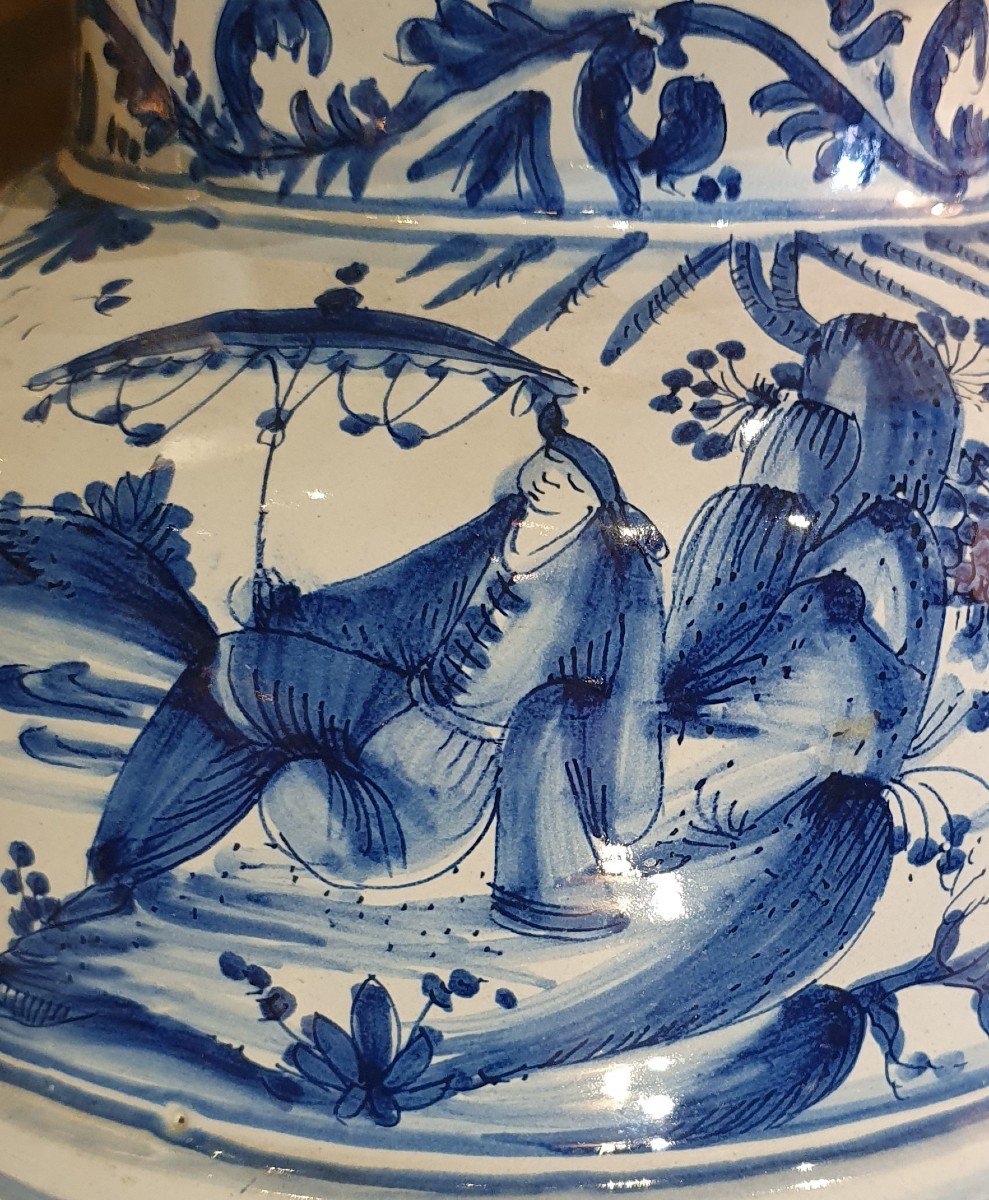 Covered Vase In Nevers Earthenware Regency Period-photo-3