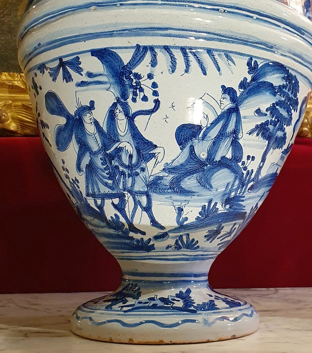 Covered Vase In Nevers Earthenware Regency Period-photo-2