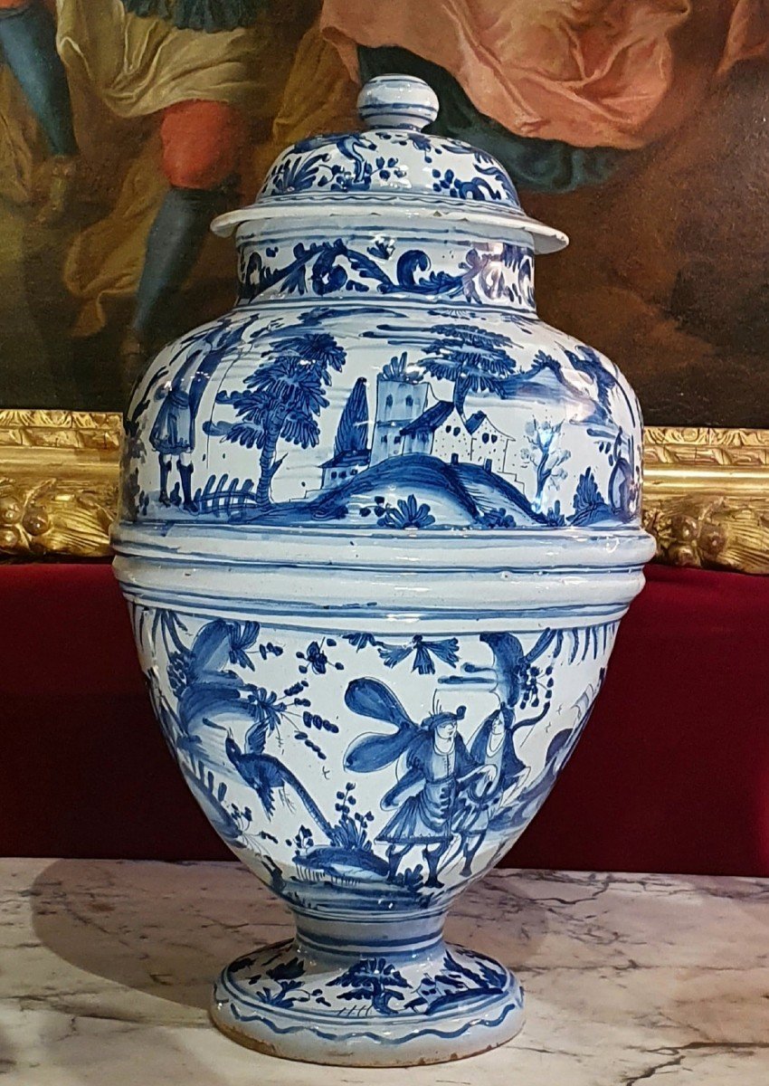 Covered Vase In Nevers Earthenware Regency Period