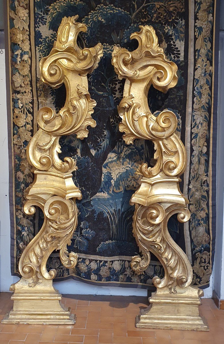 Importants Eléments d'Architecture En Bois Doré Epoque XVIIIème Siècle