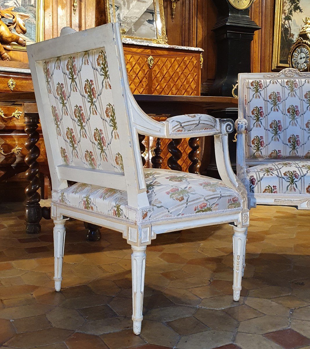 Pair Of Louis XVI Period Flat Back Armchairs-photo-1