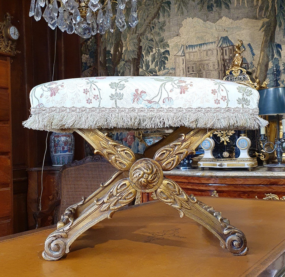 Stool In X Louis XIV Style