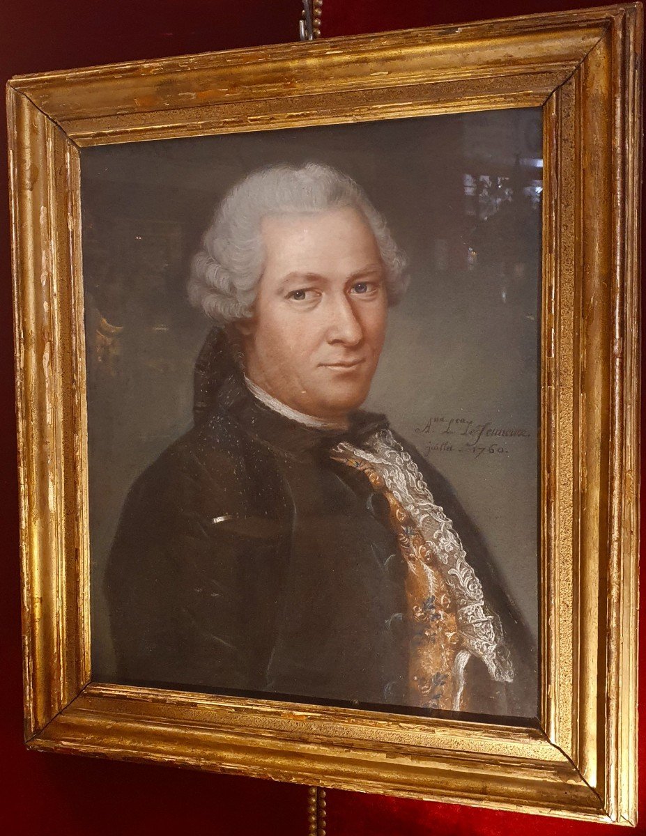 Pastel d'Homme En Habit De Cour Epoque Louis XV-photo-2