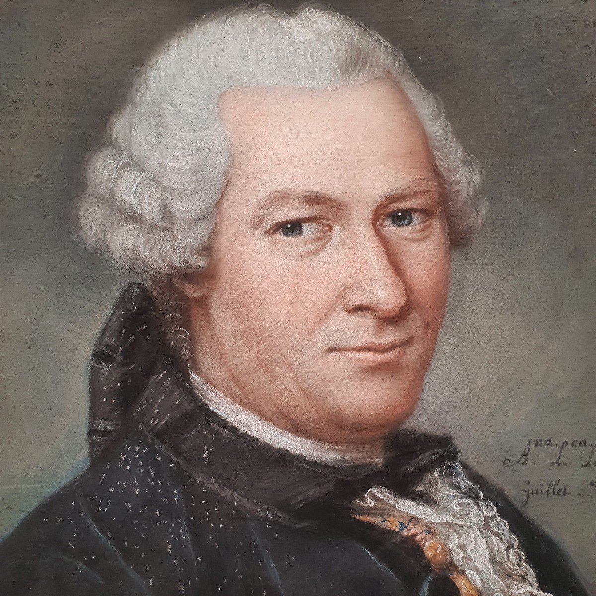 Pastel d'Homme En Habit De Cour Epoque Louis XV-photo-3