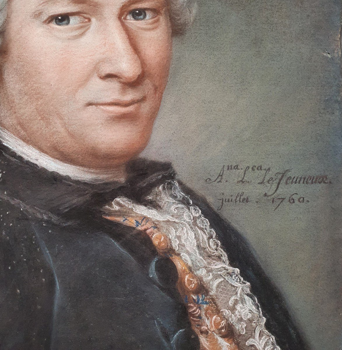 Pastel d'Homme En Habit De Cour Epoque Louis XV-photo-4