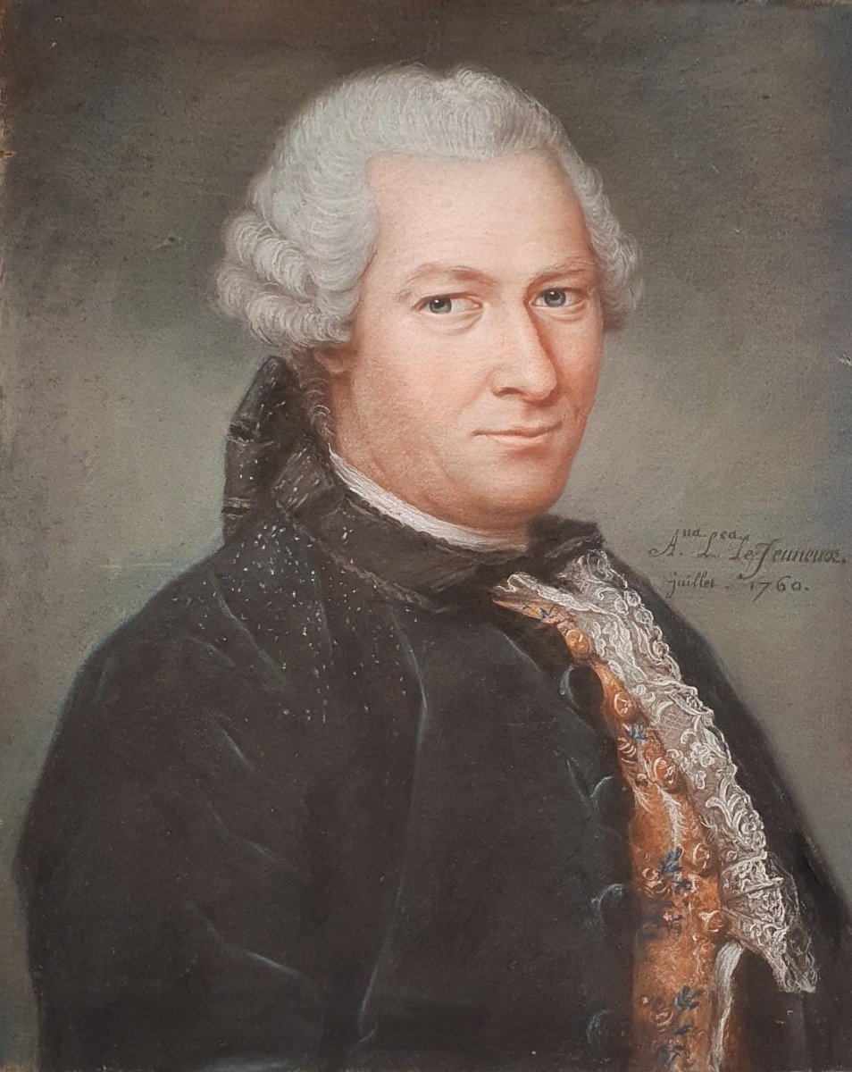 Pastel d'Homme En Habit De Cour Epoque Louis XV