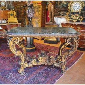 Importante Console En Bois Doré Epoque Louis XIV