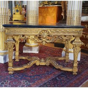 Middle Table In Golden Wood Louis XIV Style