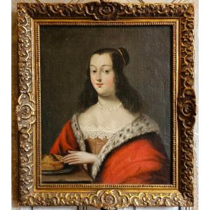 Portrait De Jeune Femme Epoque Louis XIV