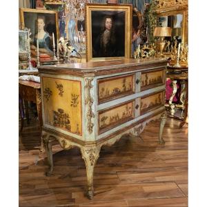 Rare Commode With Arte Povera Decorations, Venice, 18th Century