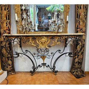 Grande Console en Fer Forgé Style Louis XV