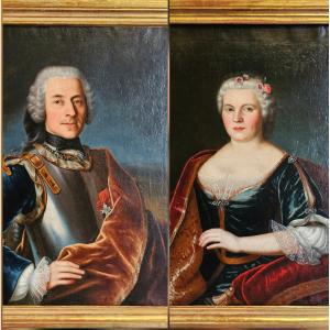 Paire de Portraits Epoque Louis XV