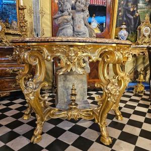 Console en Bois Doré XIXème Siècle