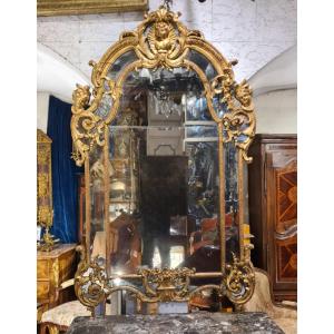 Important Gilded Wood Mirror, Regency Period