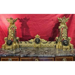 Bronze Fireplace Set, Napoleon III Period