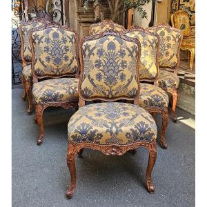 Suite Of Six Flat-back Chairs Louis XV Period
