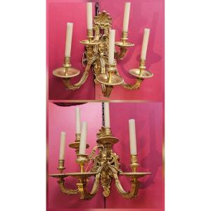 Pair Of Regence-style Gilded Bronze Wall Lights