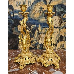 Paire de Bougeoirs Epoque Napoléon III