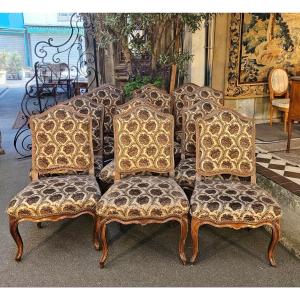 Twelve Walnut Chairs From The 18th Century